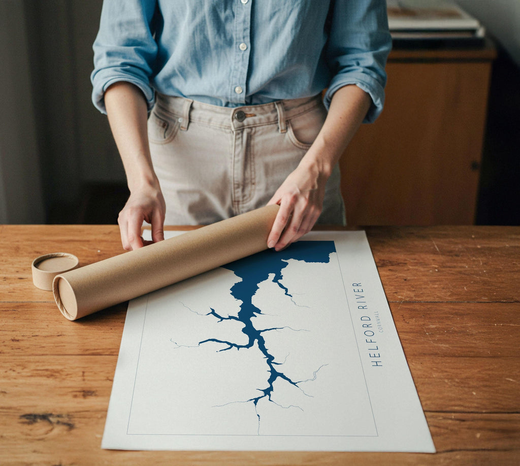 Helford River Map Art Print - Cornwall Map, Helford Travel Poster, Cornwall Poster, Lizard Peninsula Map, Cornish Coast Print, Cornwall Gift