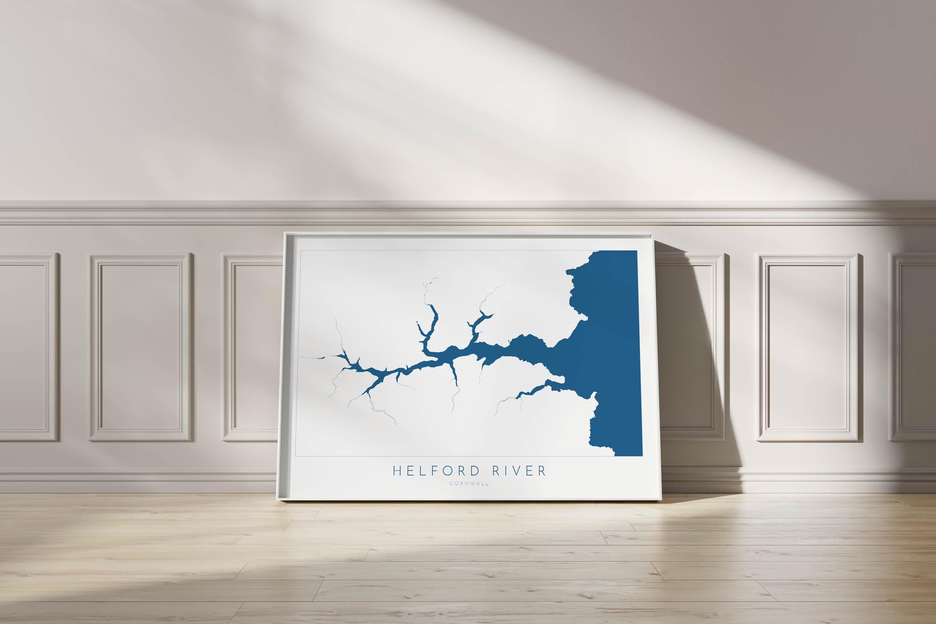 Helford River Map Art Print - Cornwall Map, Helford Travel Poster, Cornwall Poster, Lizard Peninsula Map, Cornish Coast Print, Cornwall Gift