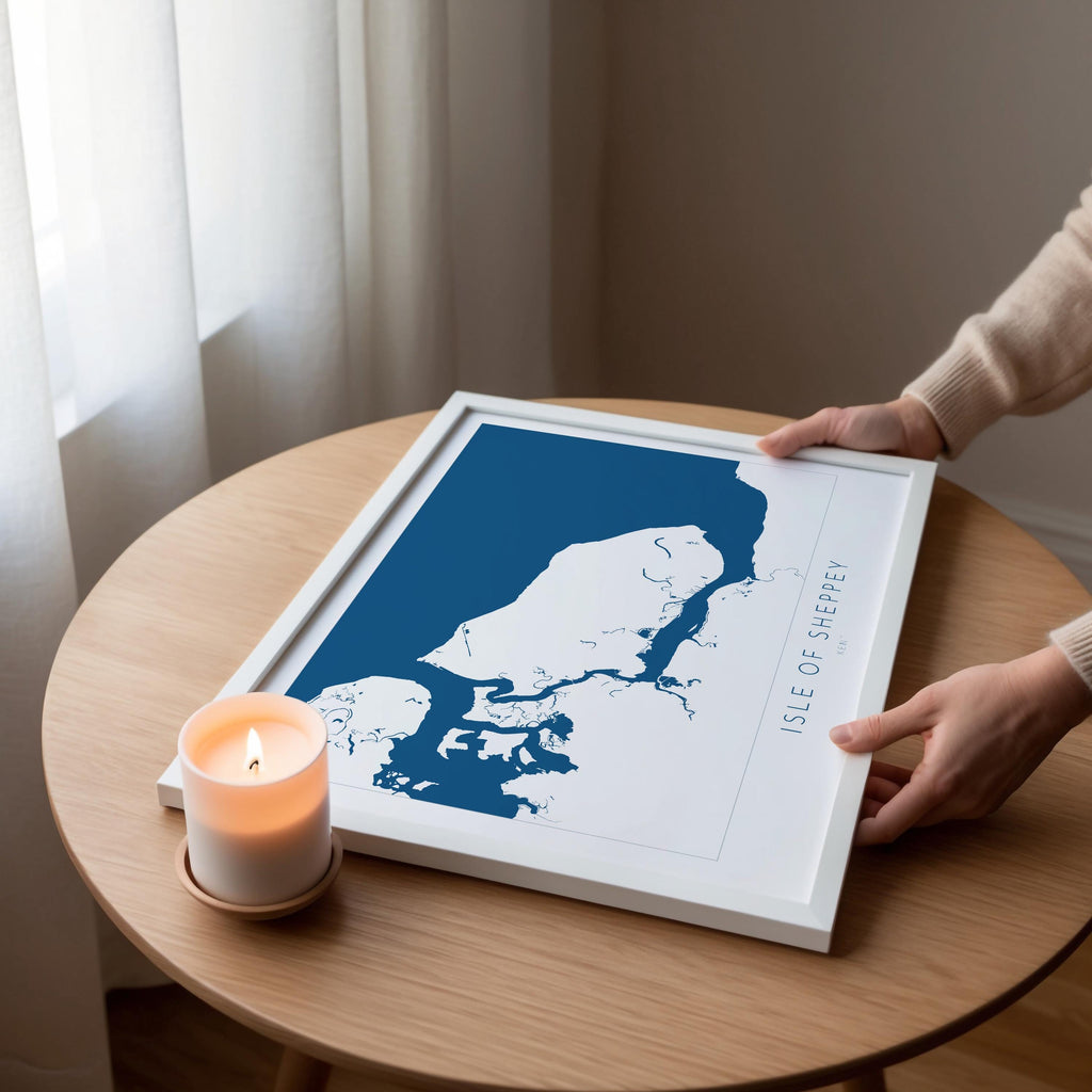 Isle of Sheppey Map Art - Kent Map Art, Isle of Sheppey Art Print, Kent Coast, Kent Travel Print, Sheerness Map Art, Kent Beach Map