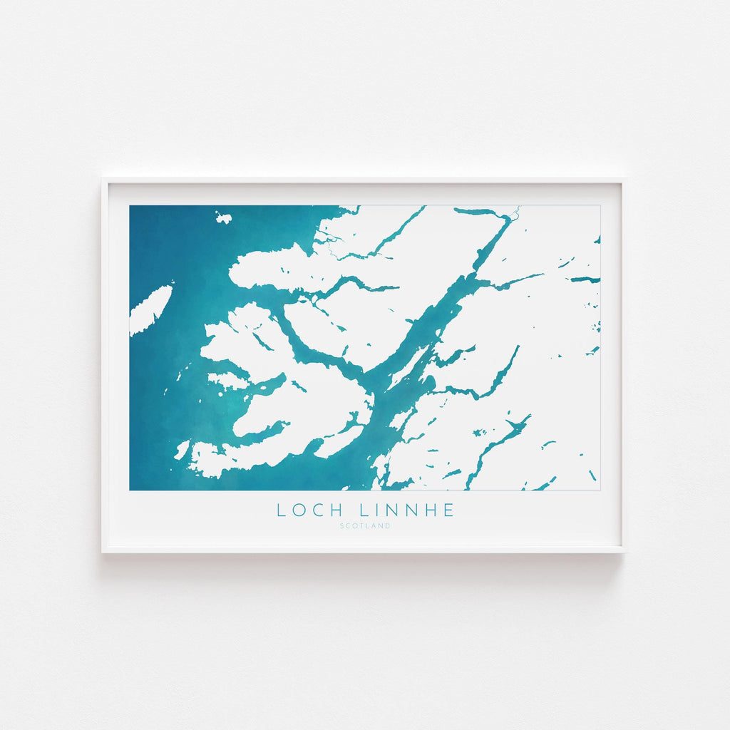 Loch Linnhe Map Art Print - Isle of Mull Map, Scotland Coast Map, Highlands Wall Art, Loch Map, Scottish Lochs, Scotland Art Gift, UK Map