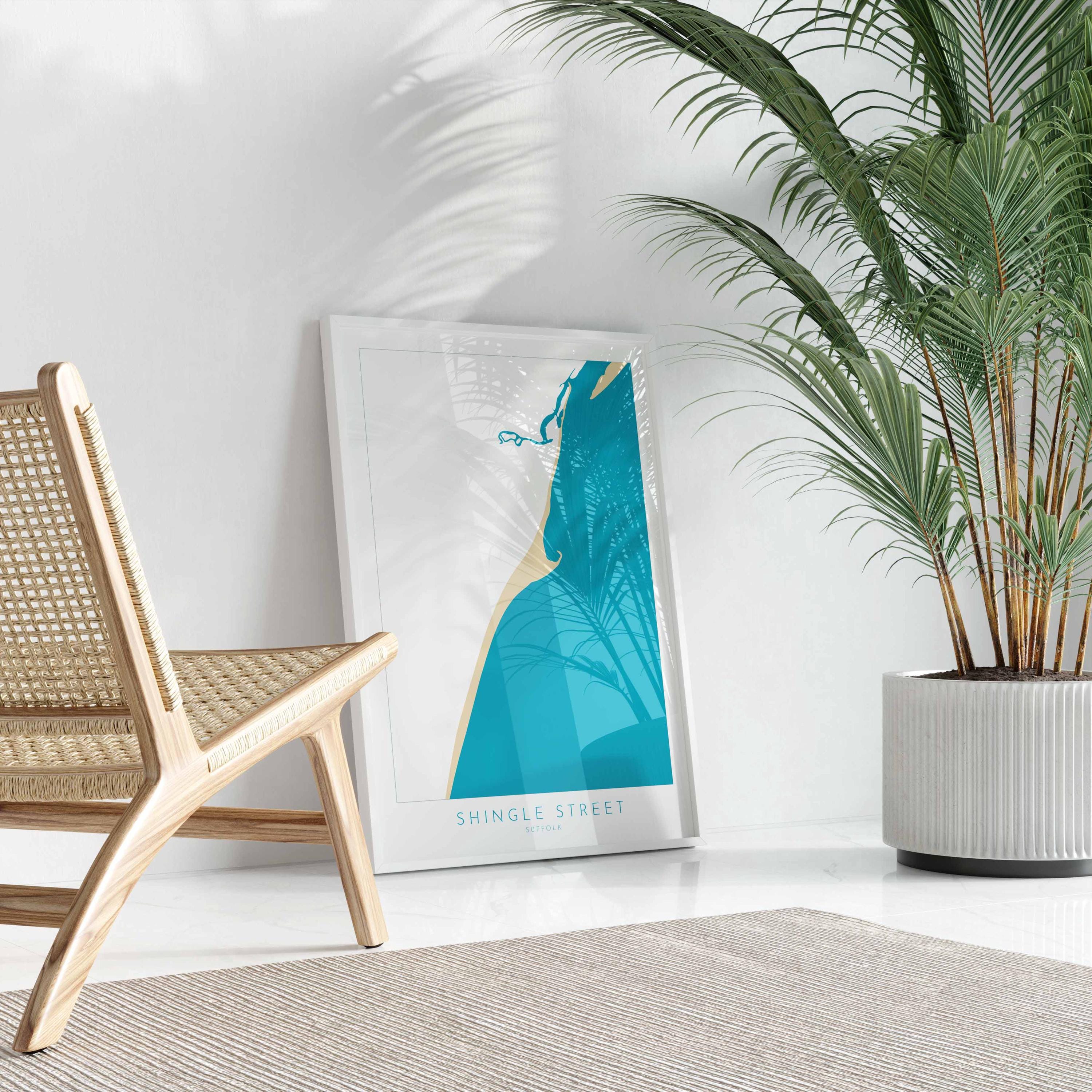 Shingle Street Map Art - Suffolk Map, Suffolk Coast, River Alde, Woodbridge, Suffolk Travel Print