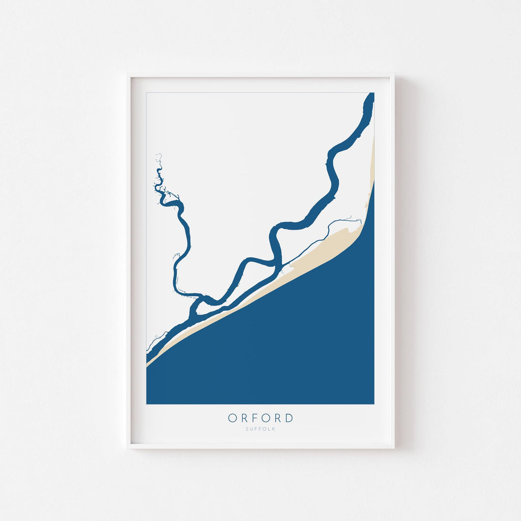 Orford Map Art - Suffolk Map, River Alde, Orford Suffolk Art, Suffolk Coast, Suffolk Travel Print