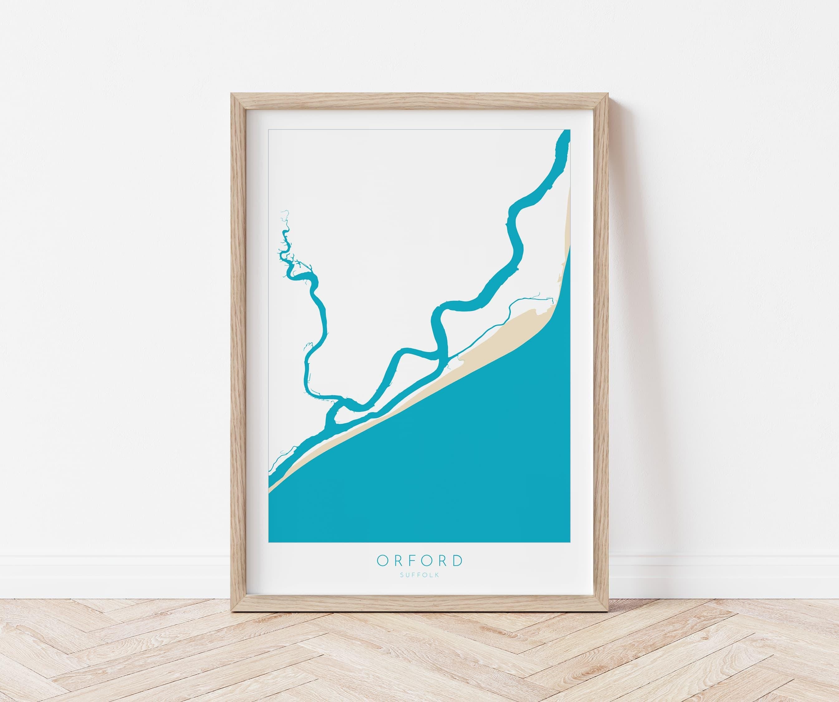 Orford Map Art - Suffolk Map, River Alde, Orford Suffolk Art, Suffolk Coast, Suffolk Travel Print
