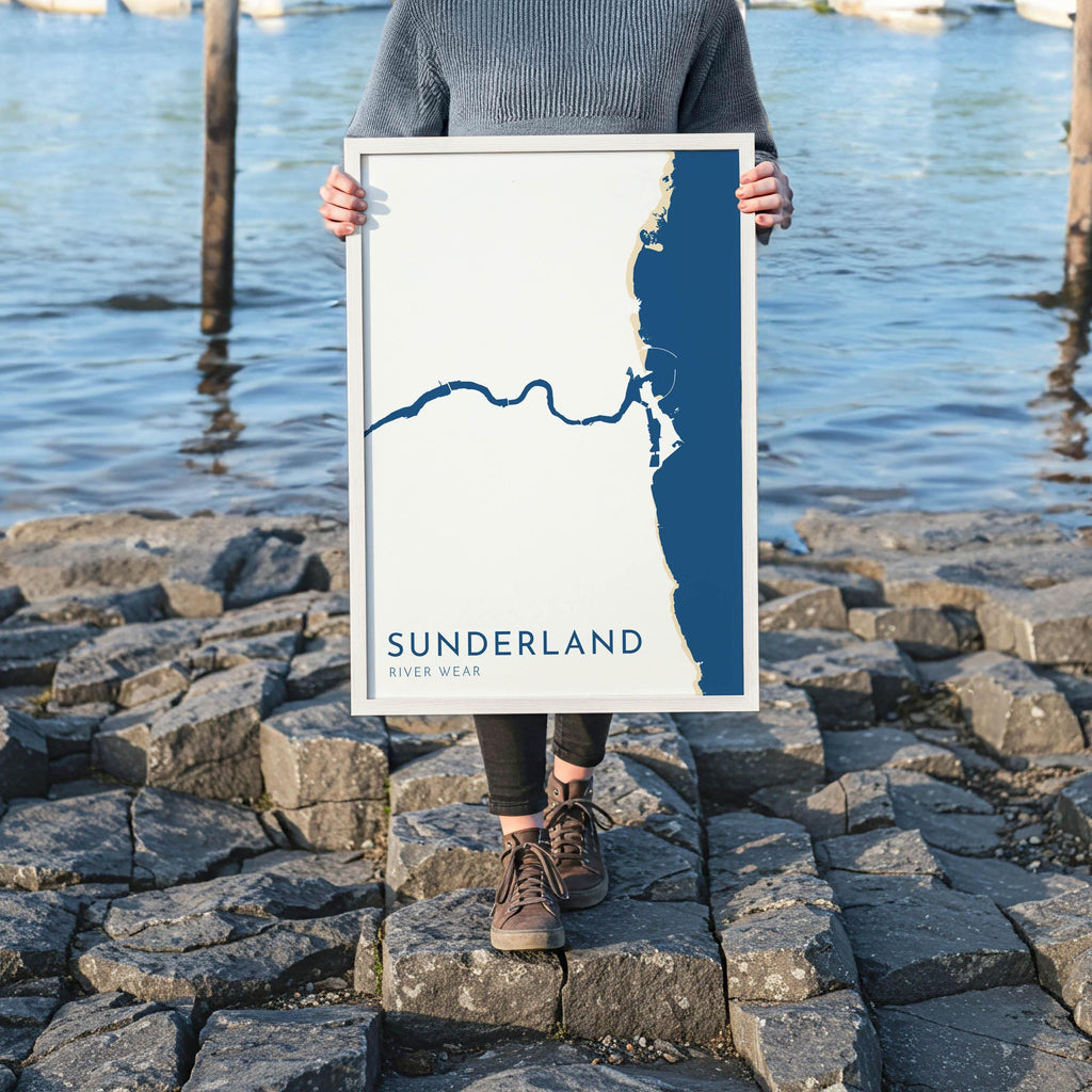 Sunderland Map Art - River Tyne Map, Sunderland City Art, North East England, Tyne and Wear Map, Nautical Décor, City Map Art, UK Cities