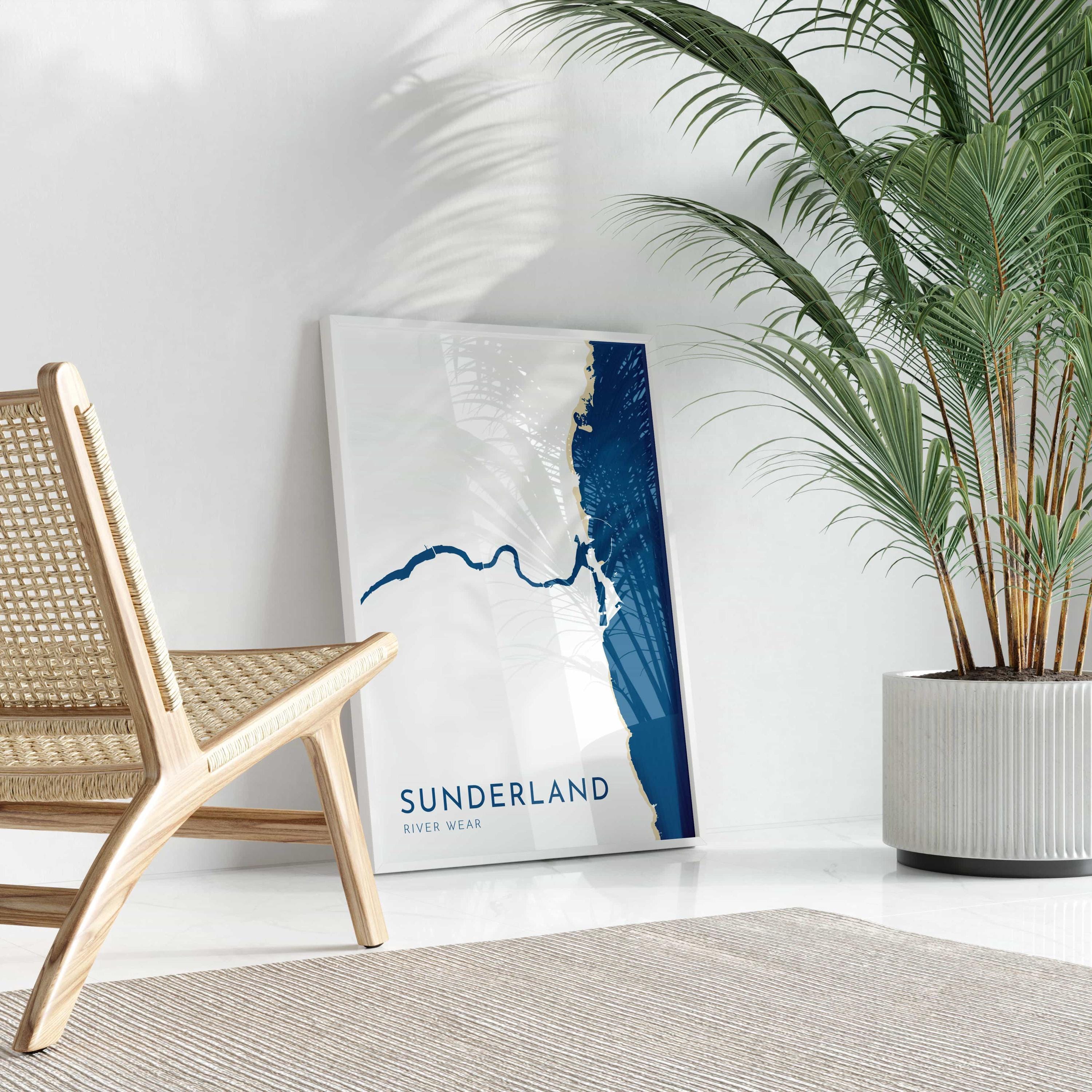 Sunderland Map Art - River Tyne Map, Sunderland City Art, North East England, Tyne and Wear Map, Nautical Décor, City Map Art, UK Cities