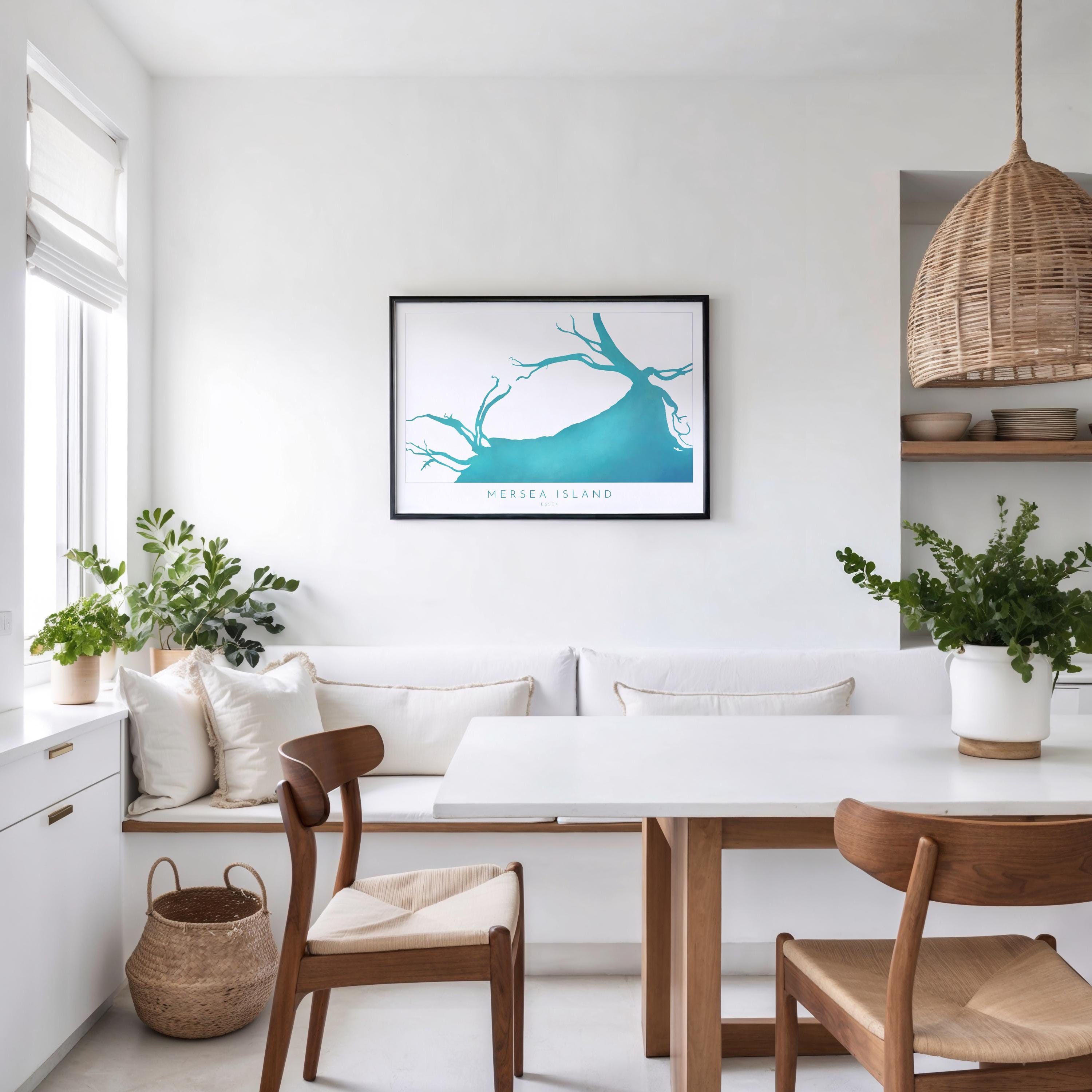 Mersea Island Map Art Print - Essex Map Art, UK Coastal Art, River Blackwater, Sailing Gift, Paddleboarder Gift, Nautical Wall Art UK