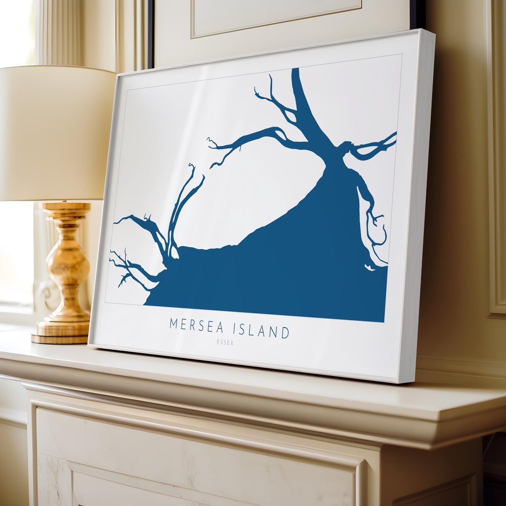 Mersea Island Map Art Print - Essex Map Art, UK Coastal Art, River Blackwater, Sailing Gift, Paddleboarder Gift, Nautical Wall Art UK
