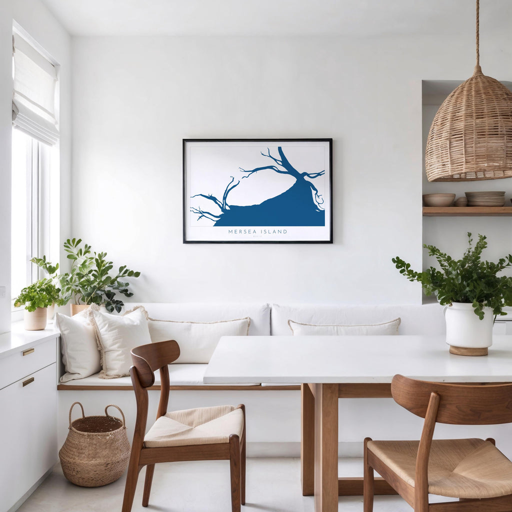 Mersea Island Map Art Print - Essex Map Art, UK Coastal Art, River Blackwater, Sailing Gift, Paddleboarder Gift, Nautical Wall Art UK