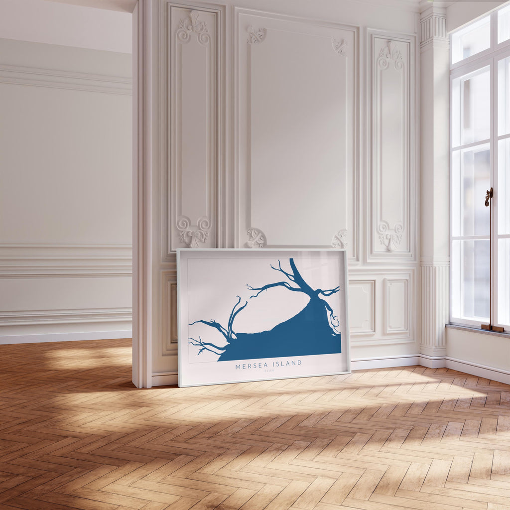 Mersea Island Map Art Print - Essex Map Art, UK Coastal Art, River Blackwater, Sailing Gift, Paddleboarder Gift, Nautical Wall Art UK