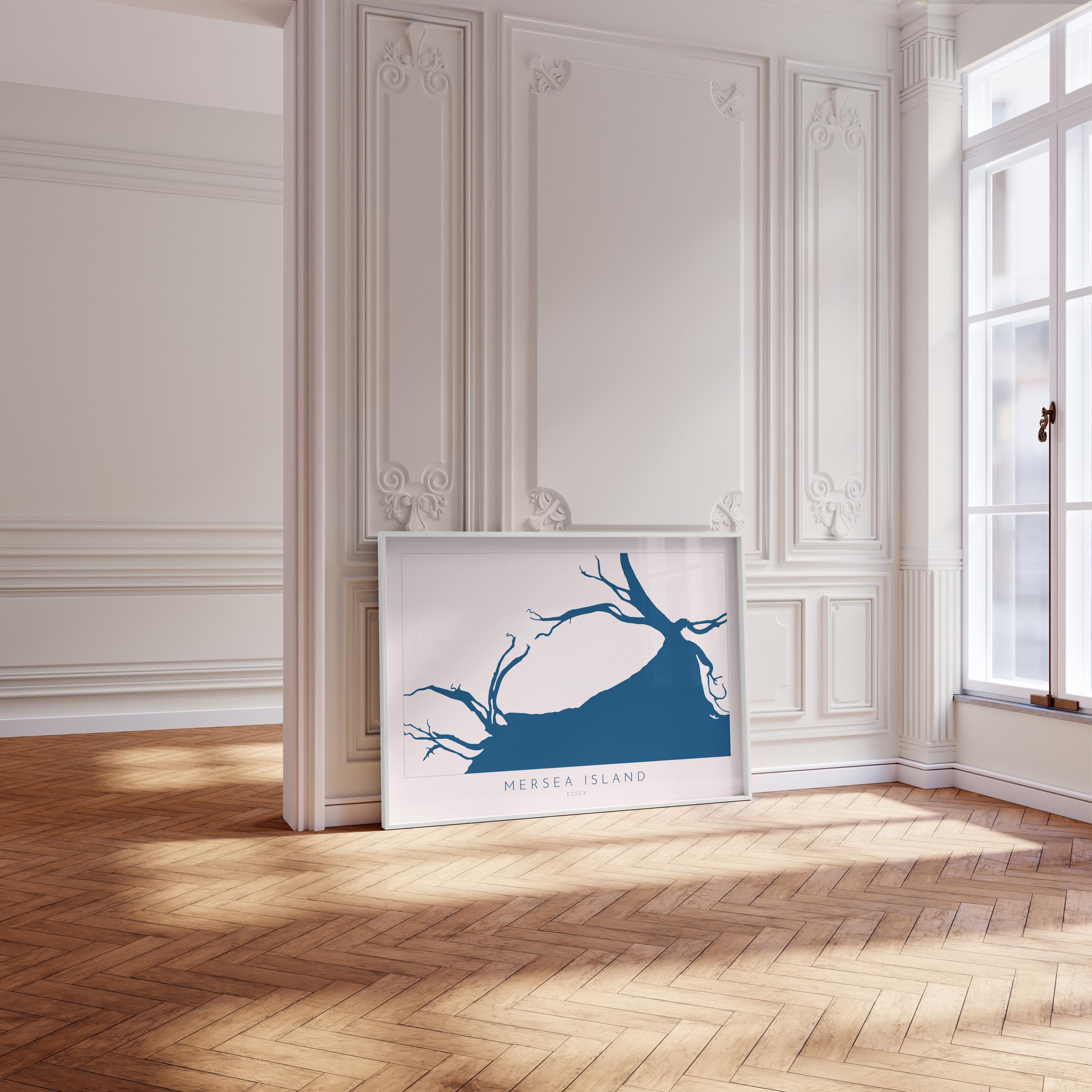 Mersea Island Map Art Print - Essex Map Art, UK Coastal Art, River Blackwater, Sailing Gift, Paddleboarder Gift, Nautical Wall Art UK