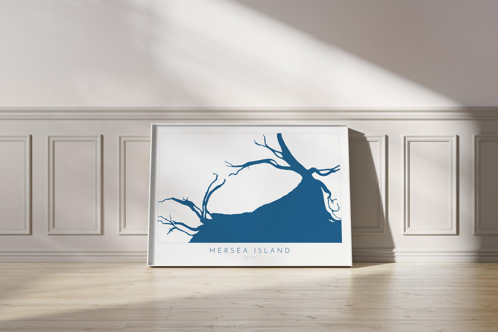 Mersea Island Map Art Print - Essex Map Art, UK Coastal Art, River Blackwater, Sailing Gift, Paddleboarder Gift, Nautical Wall Art UK