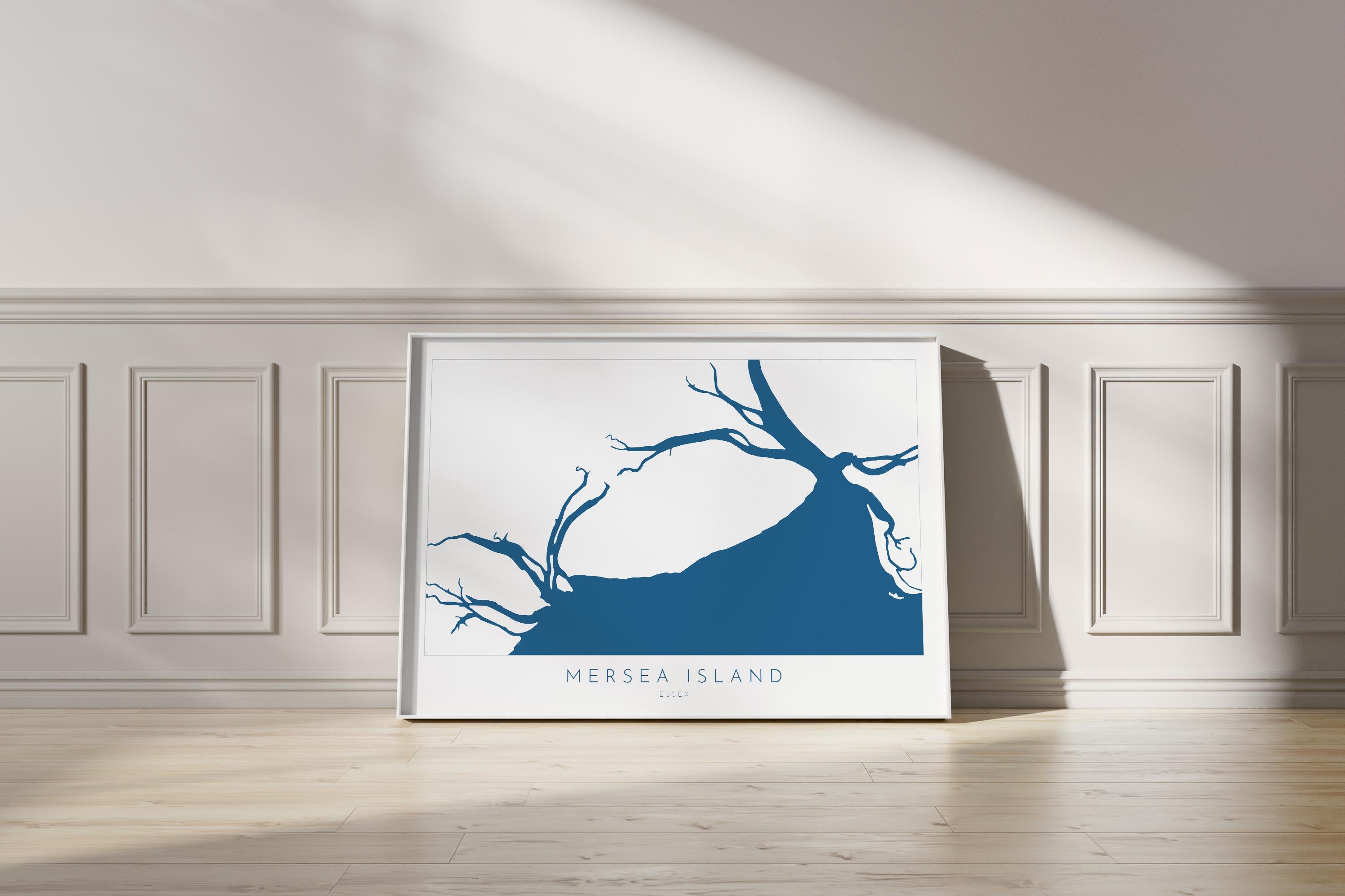 Mersea Island Map Art Print - Essex Map Art, UK Coastal Art, River Blackwater, Sailing Gift, Paddleboarder Gift, Nautical Wall Art UK