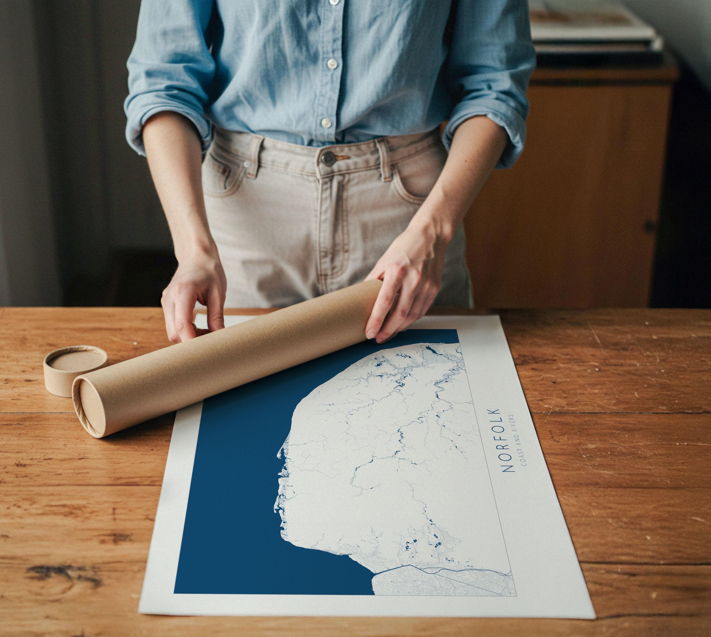 Norfolk Map Art Print - Norfolk Coast Poster, Norfolk Travel Print, Norfolk Rivers, Blakeney Point, Cromer art, Burnham Market, Holkham Art