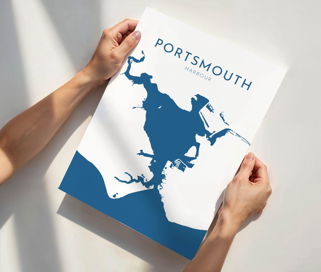 Portsmouth Map Art - Portsmouth Harbour Map Art, Portsmouth Docks UK Map Art, Portsmouth Travel Print, Hampshire Map, UK City Map Art