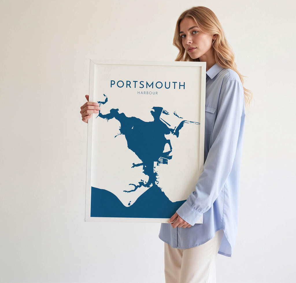Portsmouth Map Art - Portsmouth Harbour Map Art, Portsmouth Docks UK Map Art, Portsmouth Travel Print, Hampshire Map, UK City Map Art
