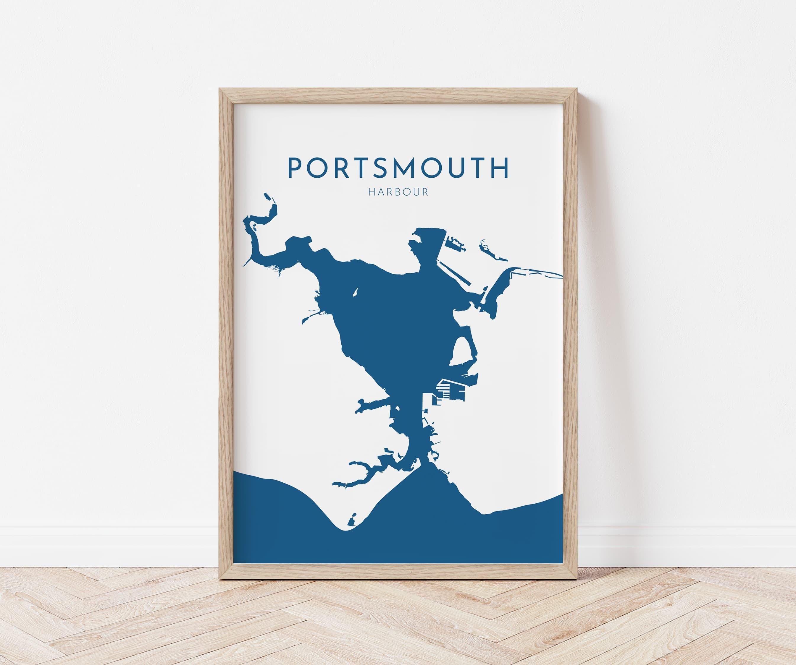 Portsmouth Map Art - Portsmouth Harbour Map Art, Portsmouth Docks UK Map Art, Portsmouth Travel Print, Hampshire Map, UK City Map Art