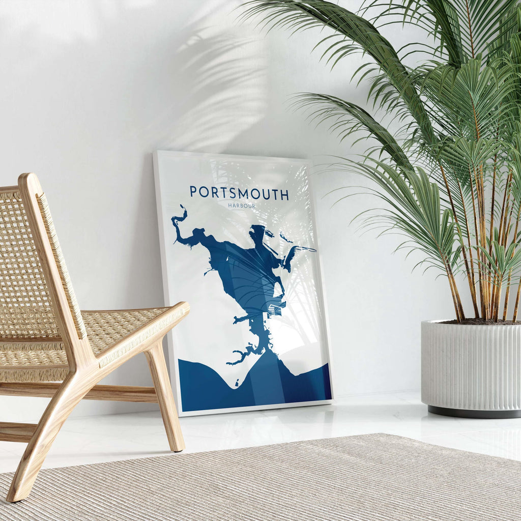 Portsmouth Map Art - Portsmouth Harbour Map Art, Portsmouth Docks UK Map Art, Portsmouth Travel Print, Hampshire Map, UK City Map Art
