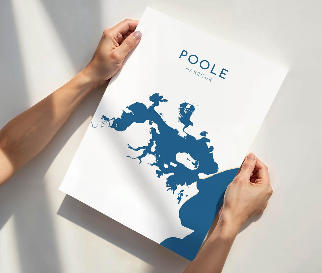 Poole Map Art - Poole Harbour Map Art, Poole Dorset Map, Poole UK, Poole Travel Print, Brownsea Island Map, Dorset Art Print
