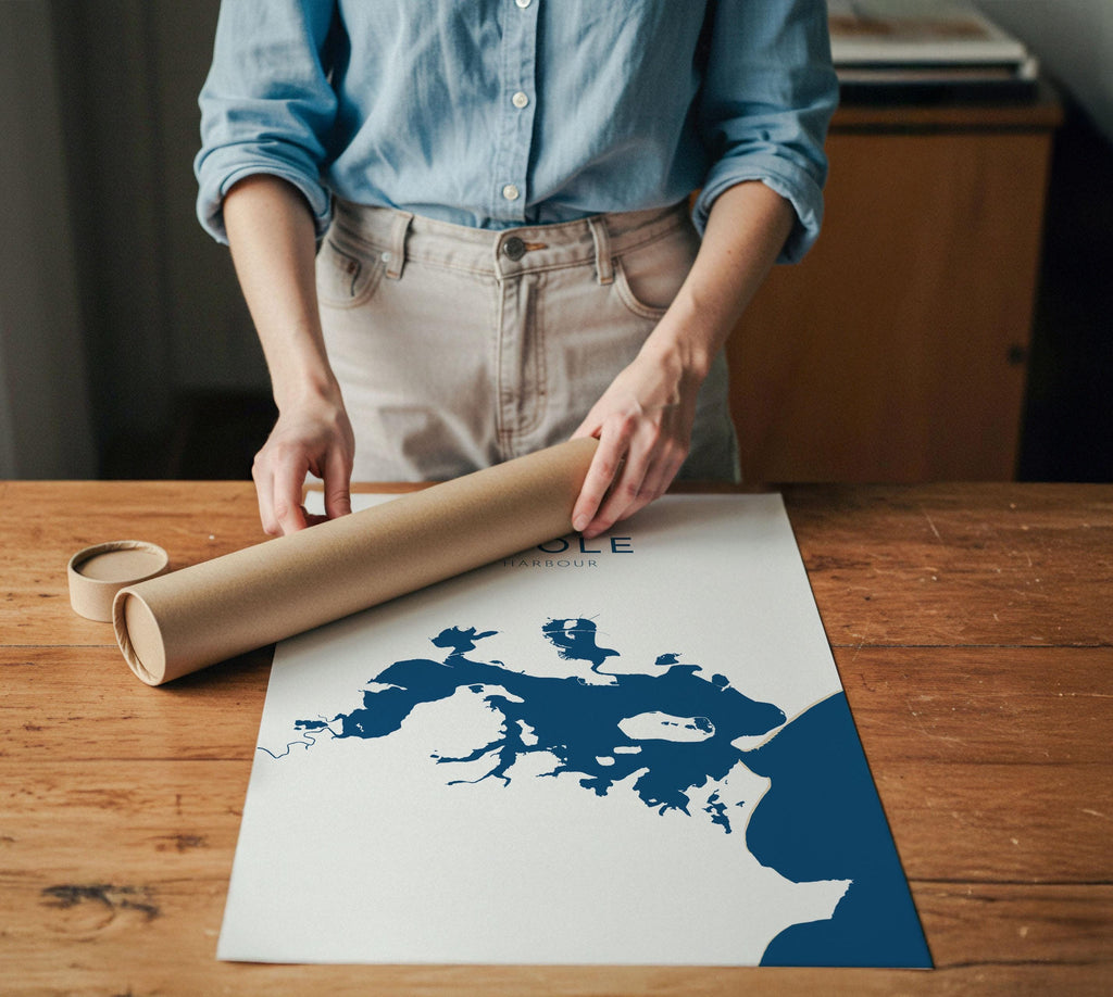 Poole Map Art - Poole Harbour Map Art, Poole Dorset Map, Poole UK, Poole Travel Print, Brownsea Island Map, Dorset Art Print