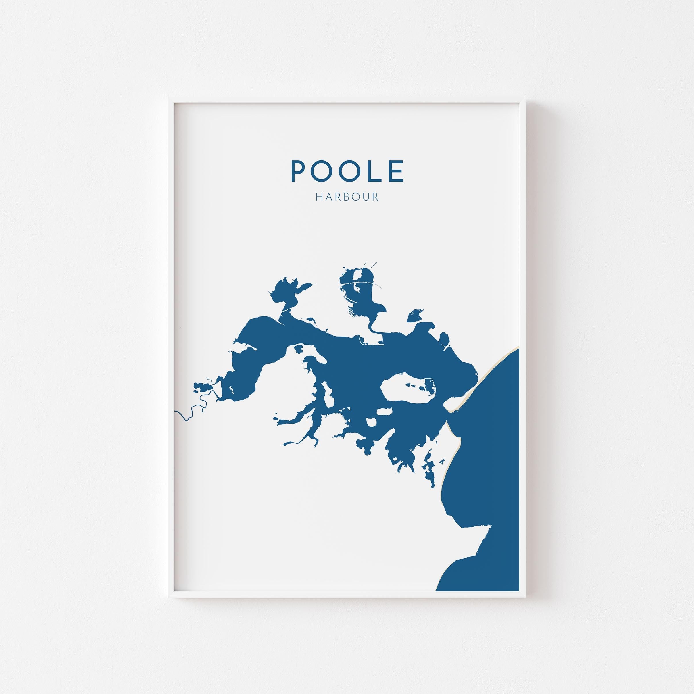Poole Map Art - Poole Harbour Map Art, Poole Dorset Map, Poole UK, Poole Travel Print, Brownsea Island Map, Dorset Art Print