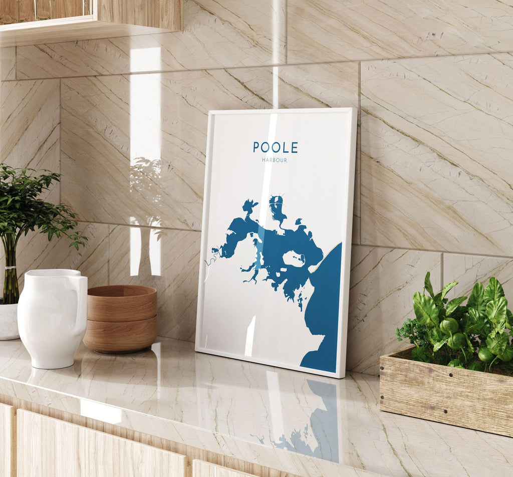 Poole Map Art - Poole Harbour Map Art, Poole Dorset Map, Poole UK, Poole Travel Print, Brownsea Island Map, Dorset Art Print