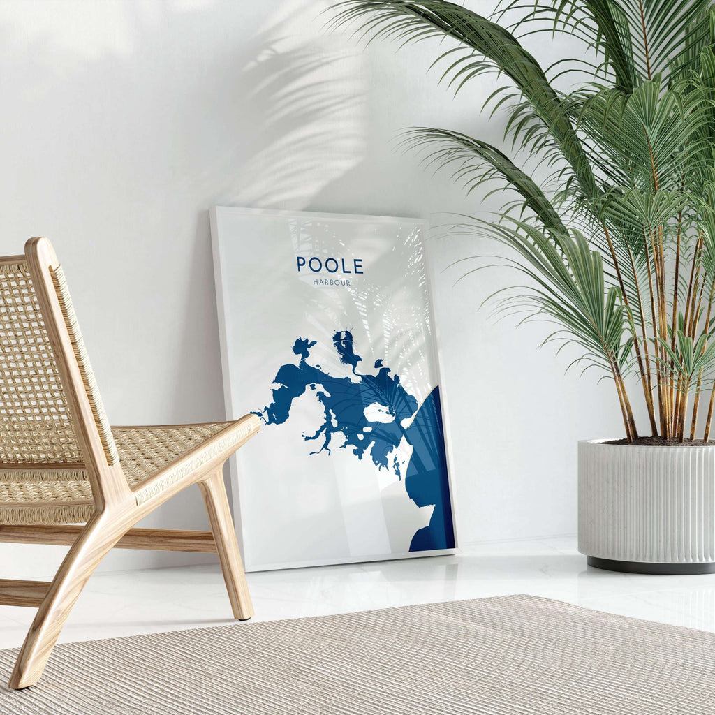 Poole Map Art - Poole Harbour Map Art, Poole Dorset Map, Poole UK, Poole Travel Print, Brownsea Island Map, Dorset Art Print