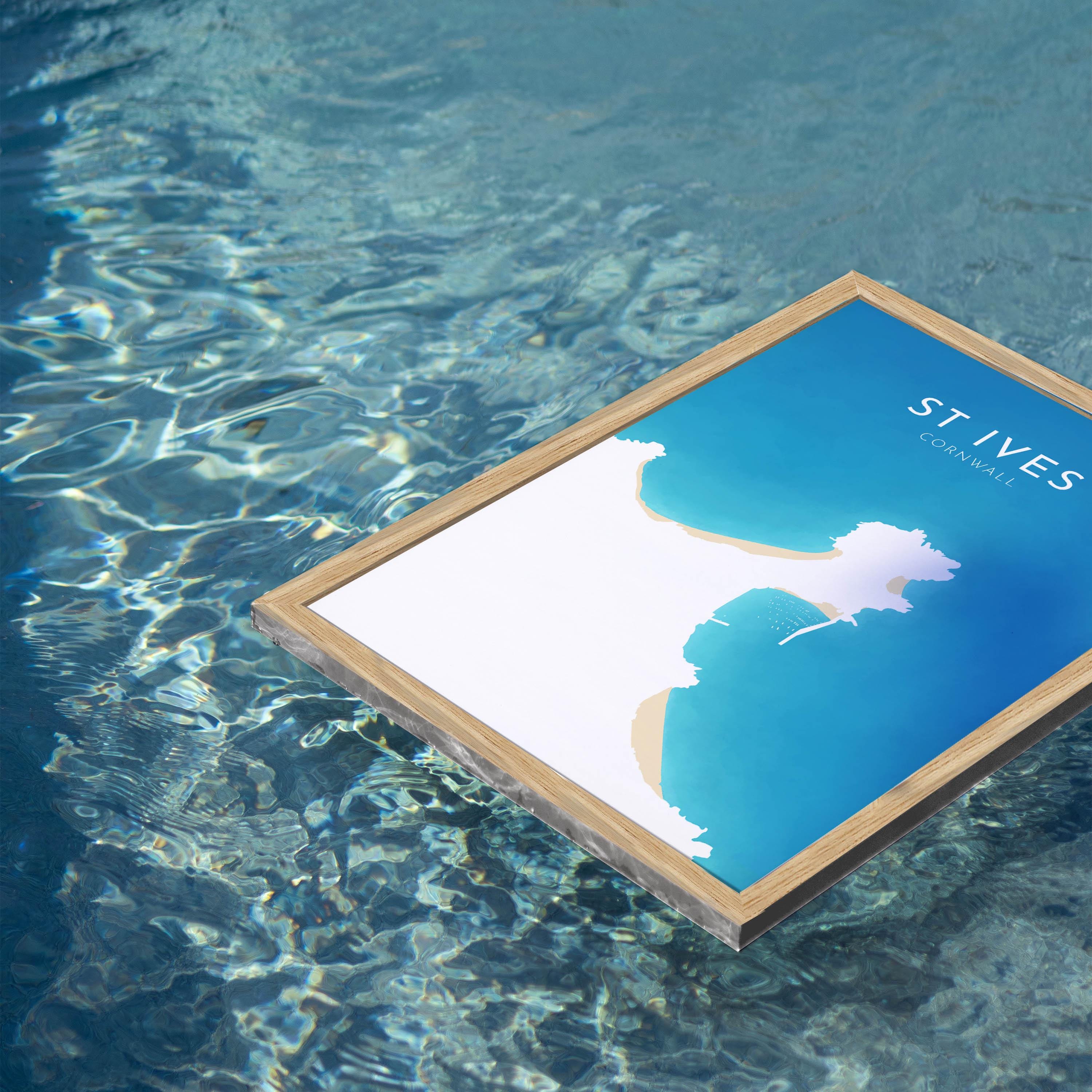 St Ives Map Art - St Ives Beach Print, St Ives Print, Cornwall Art, Cornwall Beach Art, Cornwall Coast Travel Poster, Southwest Coast Path