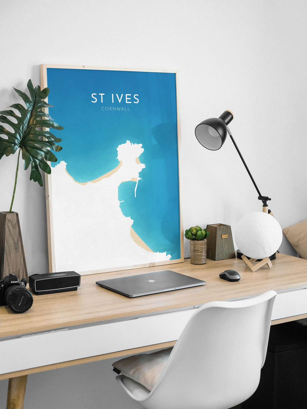 St Ives Map Art - St Ives Beach Print, St Ives Print, Cornwall Art, Cornwall Beach Art, Cornwall Coast Travel Poster, Southwest Coast Path