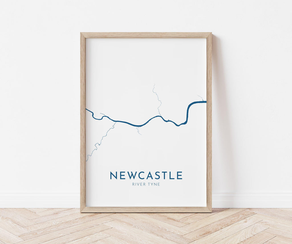 Newcastle Map Art - Newcastle upon Tyne Map Art, Newcastle UK Map Art, River Tyne Map, Newcastle Travel Print