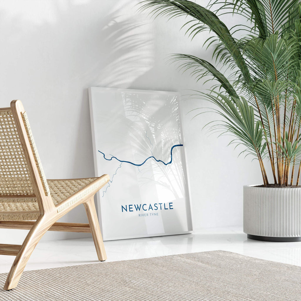 Newcastle Map Art - Newcastle upon Tyne Map Art, Newcastle UK Map Art, River Tyne Map, Newcastle Travel Print