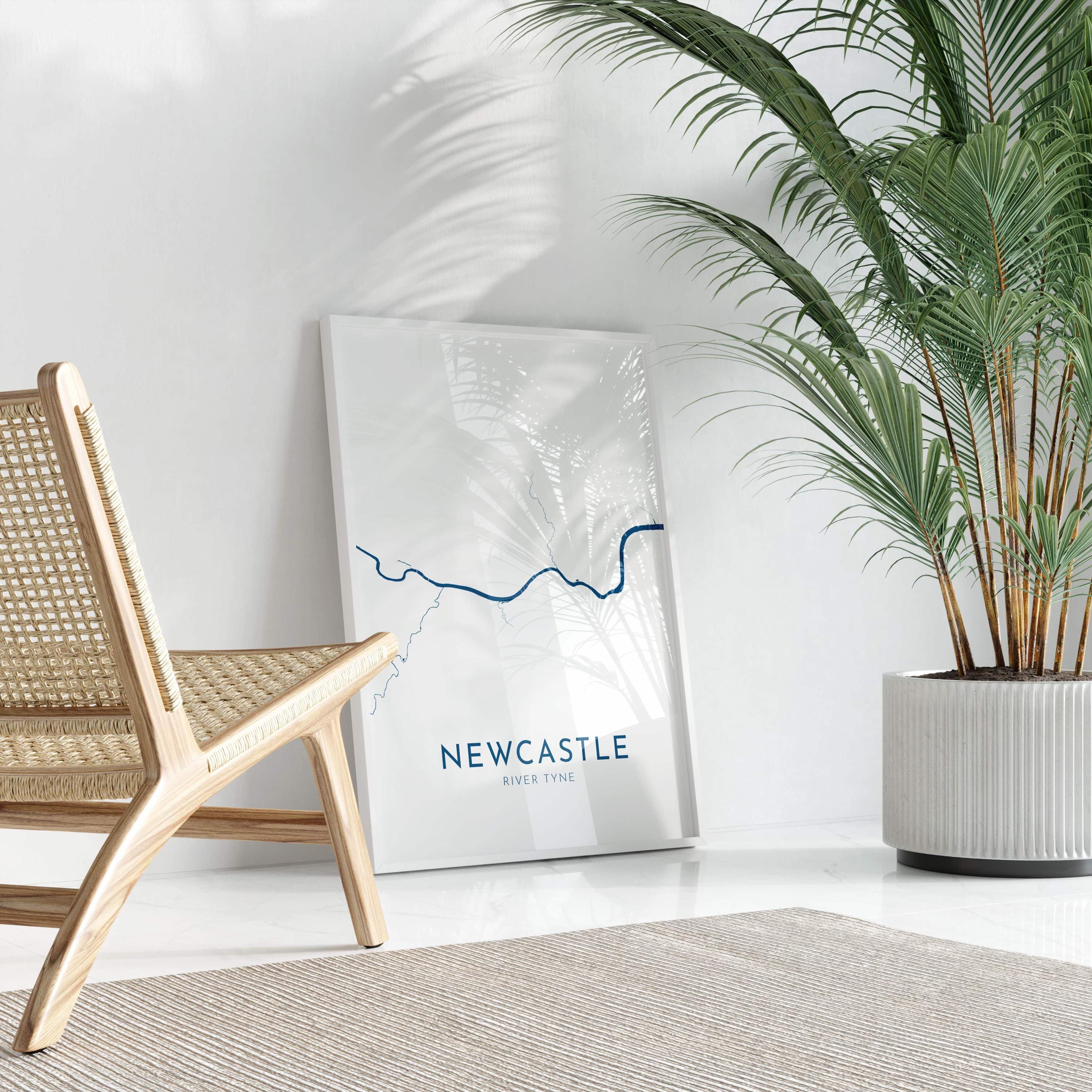 Newcastle Map Art - Newcastle upon Tyne Map Art, Newcastle UK Map Art, River Tyne Map, Newcastle Travel Print