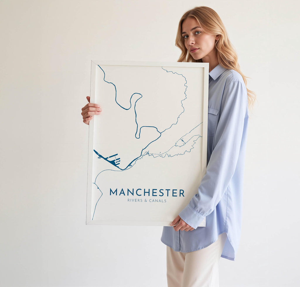 Manchester Map Art - Manchester Art UK, Manchester Travel Print, Nautical Décor, City Map Art, UK Cities