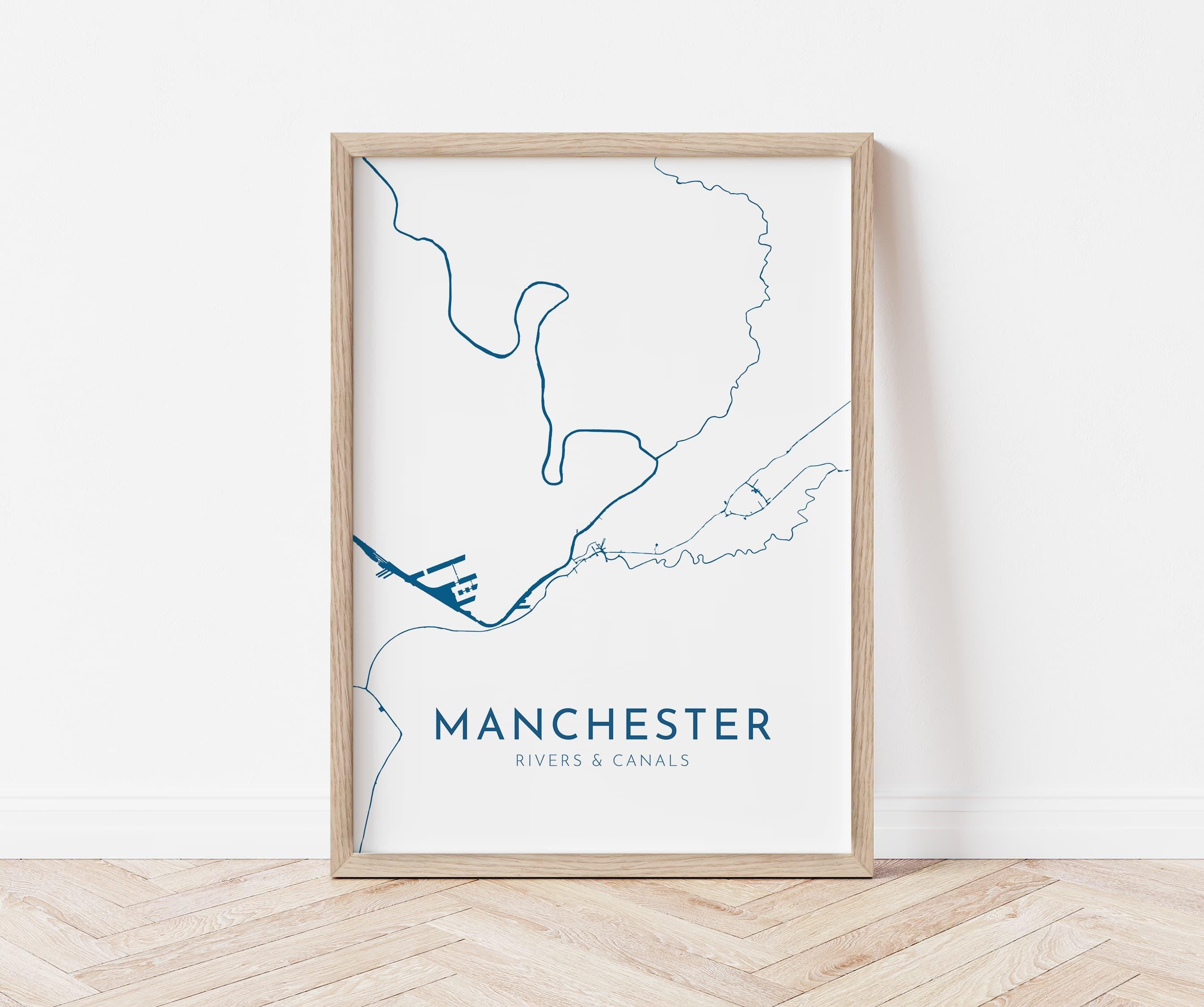 Manchester Map Art - Manchester Art UK, Manchester Travel Print, Nautical Décor, City Map Art, UK Cities