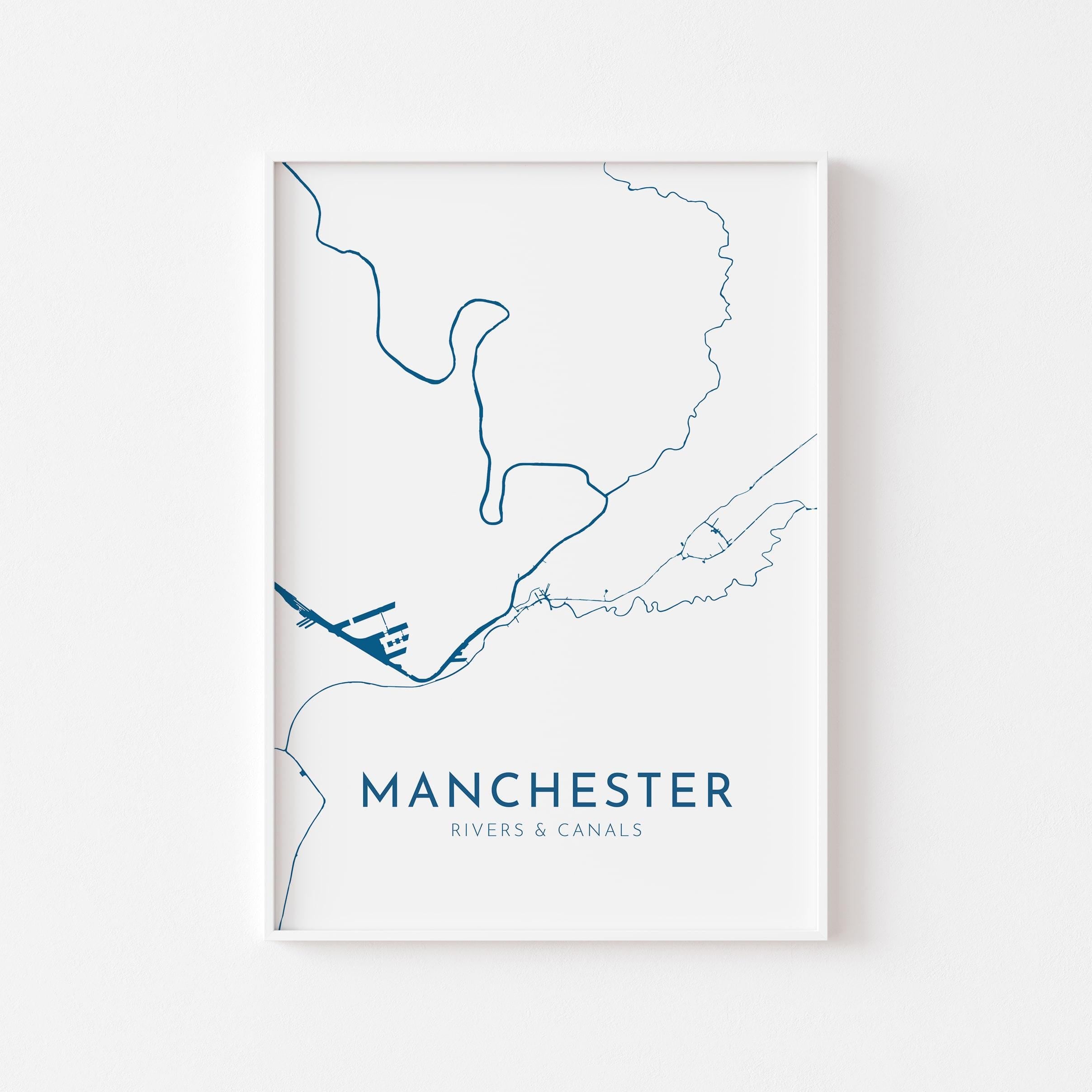 Manchester Map Art - Manchester Art UK, Manchester Travel Print, Nautical Décor, City Map Art, UK Cities