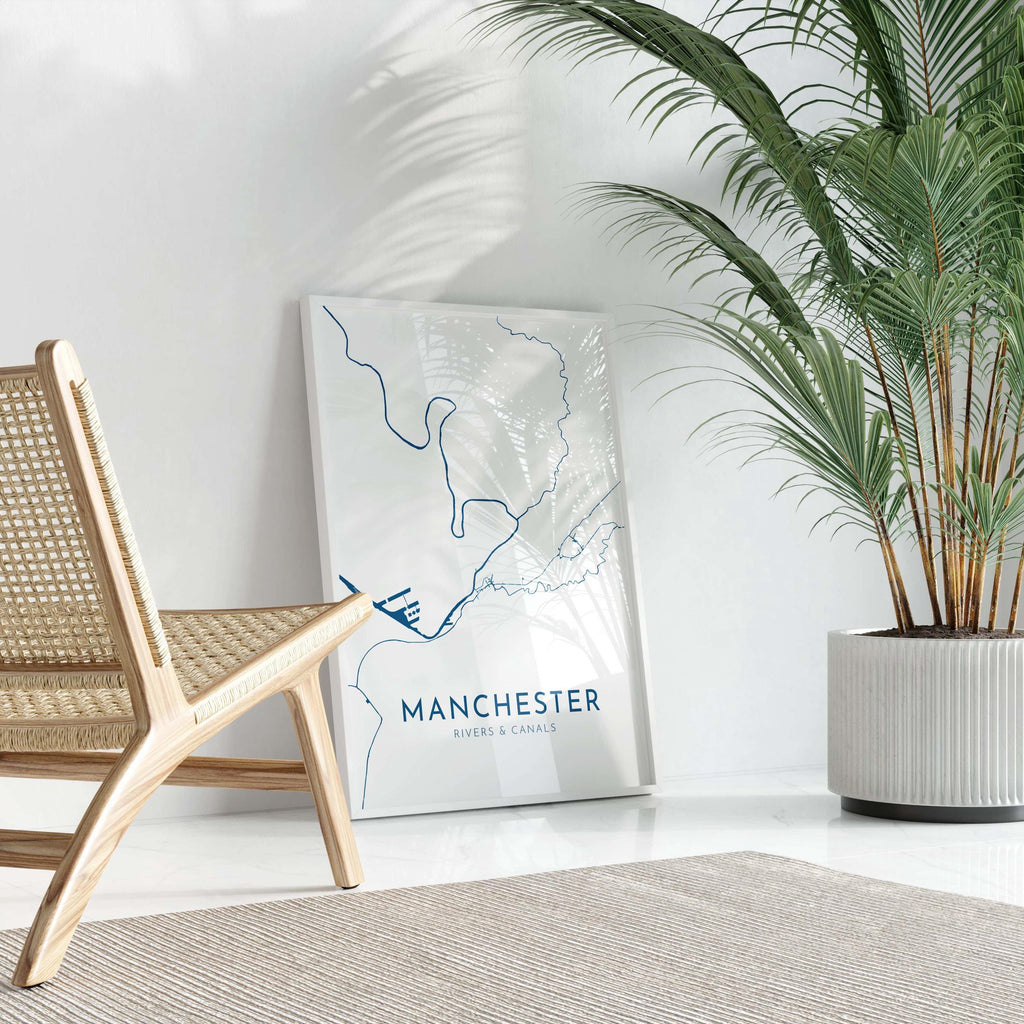 Manchester Map Art - Manchester Art UK, Manchester Travel Print, Nautical Décor, City Map Art, UK Cities