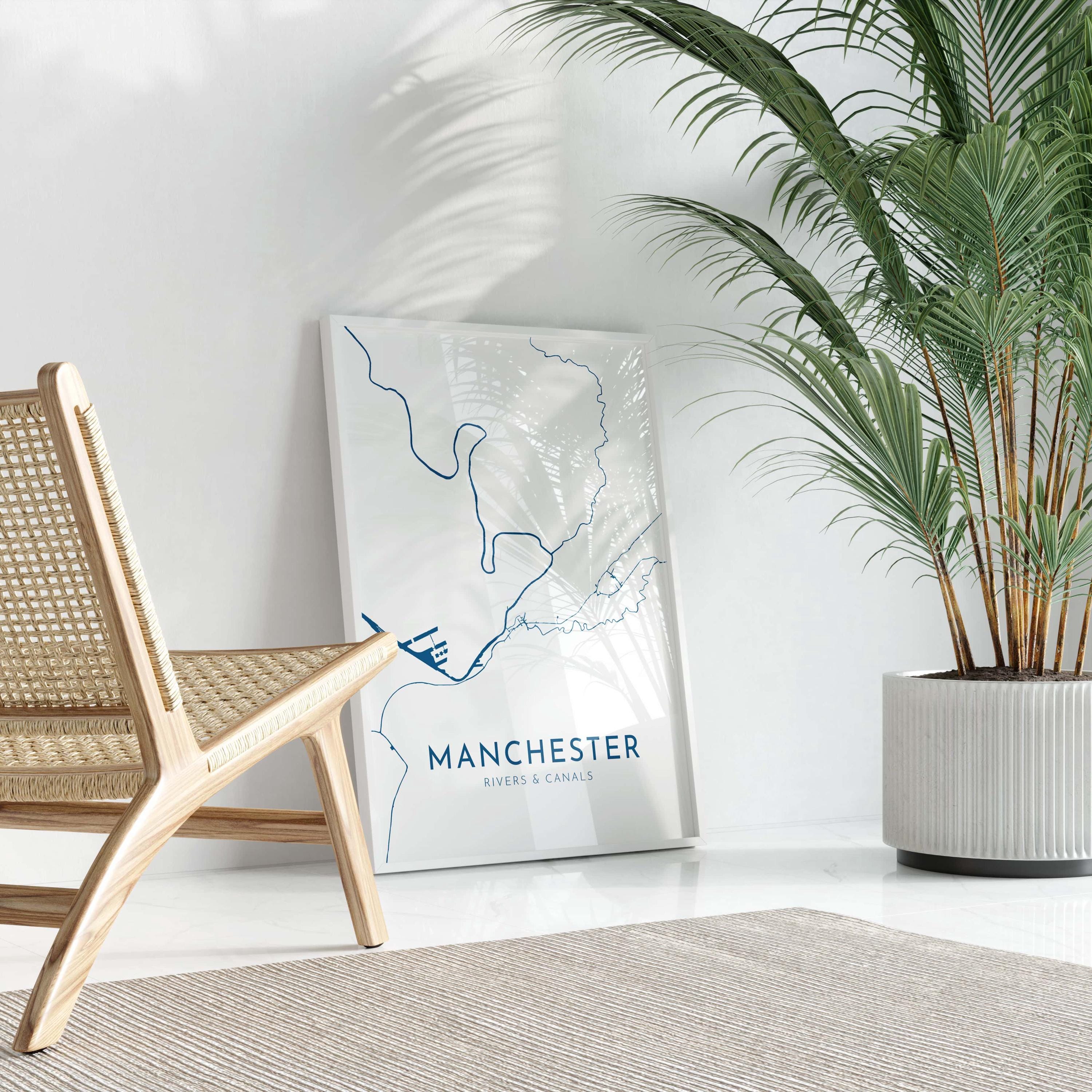 Manchester Map Art - Manchester Art UK, Manchester Travel Print, Nautical Décor, City Map Art, UK Cities