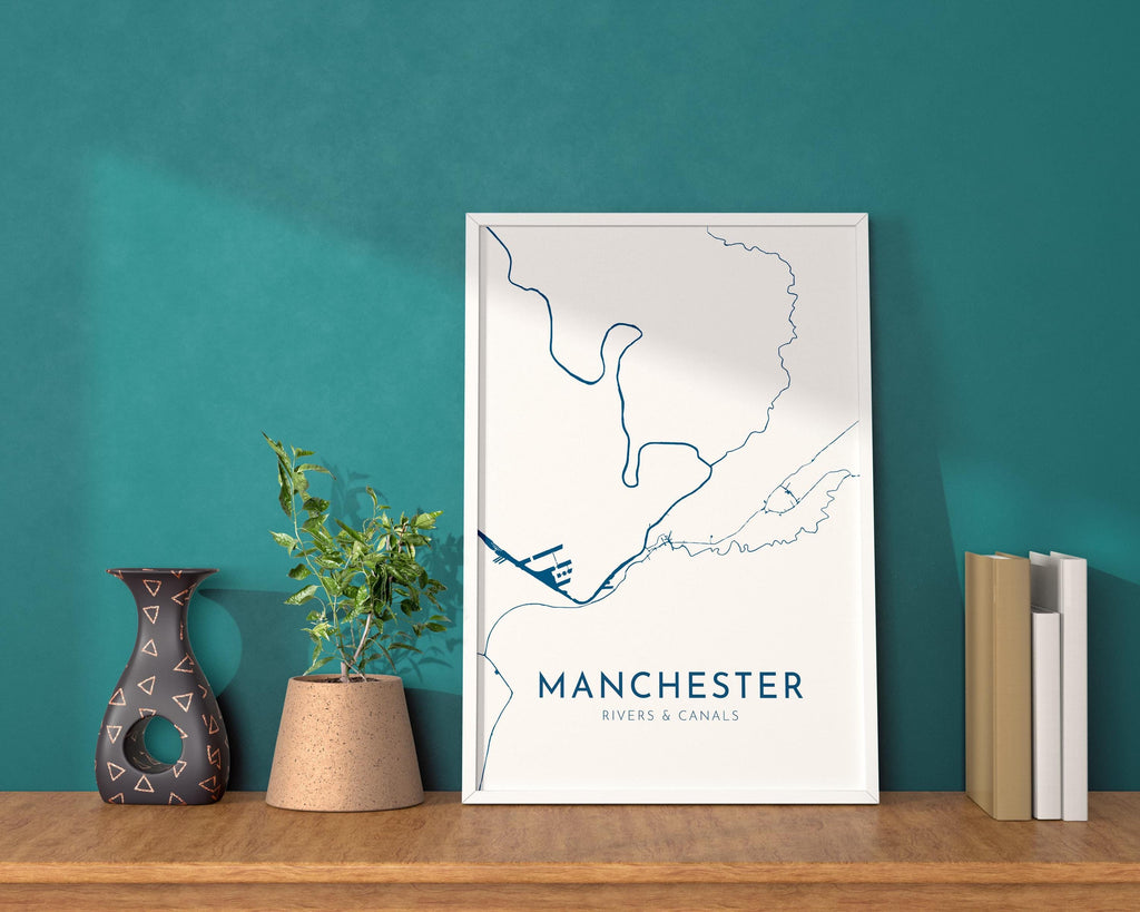 Manchester Map Art - Manchester Art UK, Manchester Travel Print, Nautical Décor, City Map Art, UK Cities