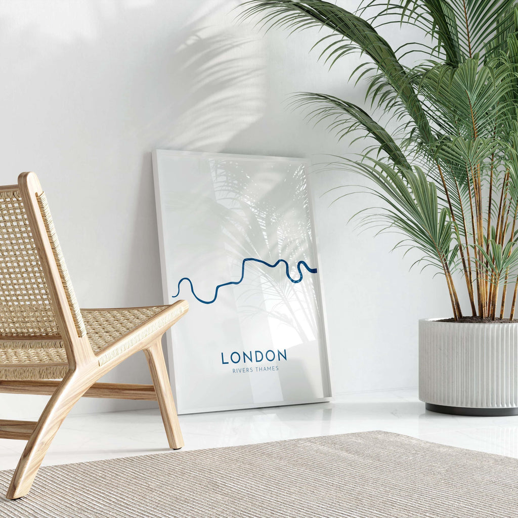 London Map Art - River Thames Map, London Art, London Travel Print, Nautical Décor, City Map Art, UK Cities