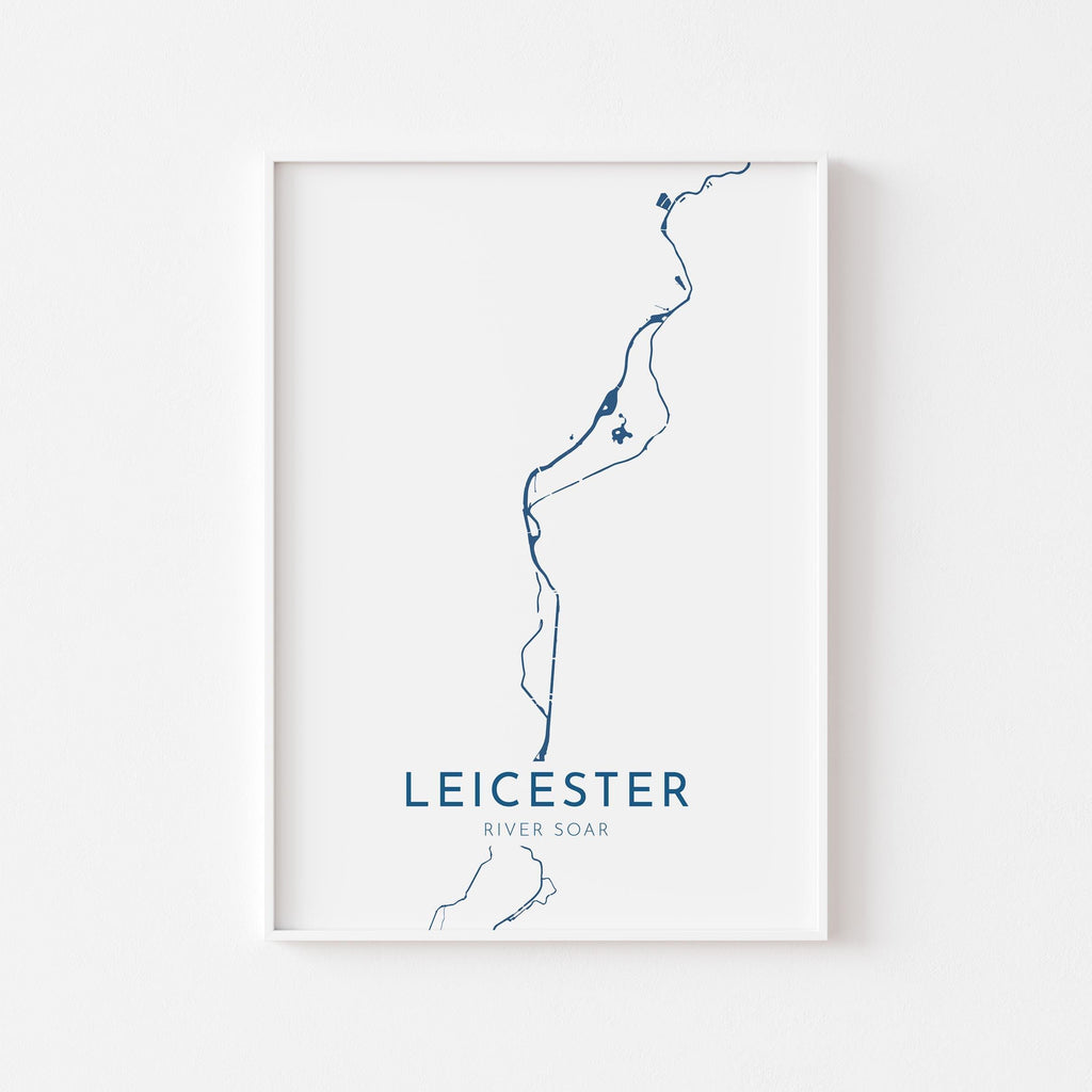 Leicester Map Art - River Soar Map Art, Leicester UK Map Art, Leicester Travel Print, River Soar, UK City Map Art, Leicestershire Art Print