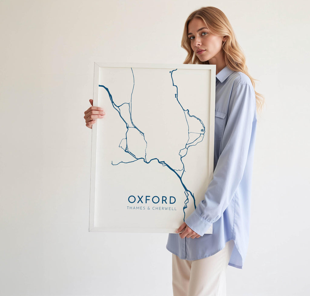 Oxford Map Art - Oxford UK Art Print, Oxford UK Map, Oxford Travel Print, Oxford Poster, A4, A3, A2, A1 Art Print, UK City Map