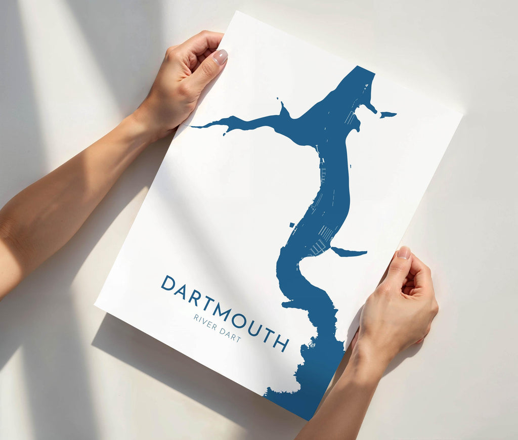 Dartmouth Map Print - River Dart Map, Devon Art, Dartmouth Travel Print, Devon Poster, Dartmouth Devon Print, UK
