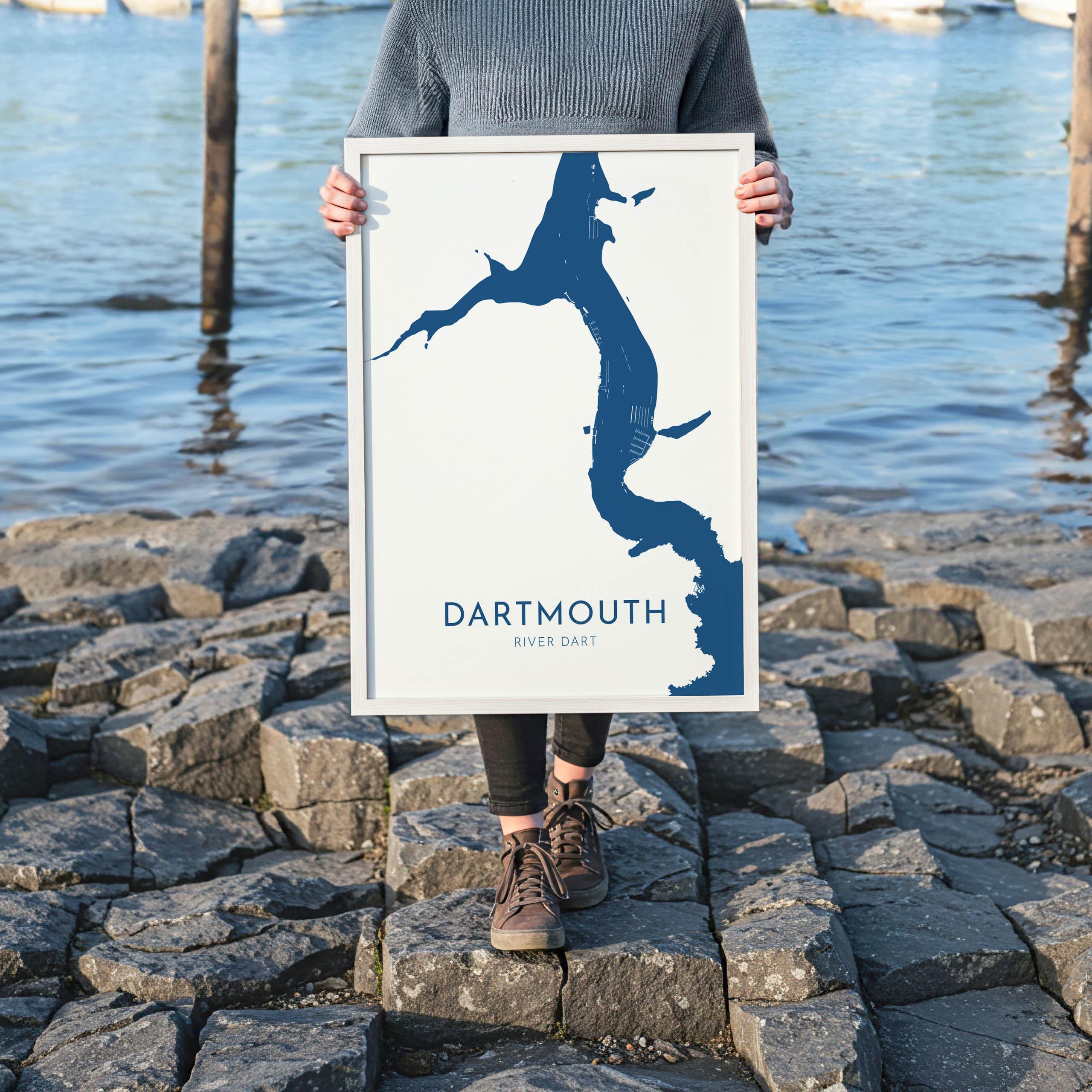 Dartmouth Map Print - River Dart Map, Devon Art, Dartmouth Travel Print, Devon Poster, Dartmouth Devon Print, UK