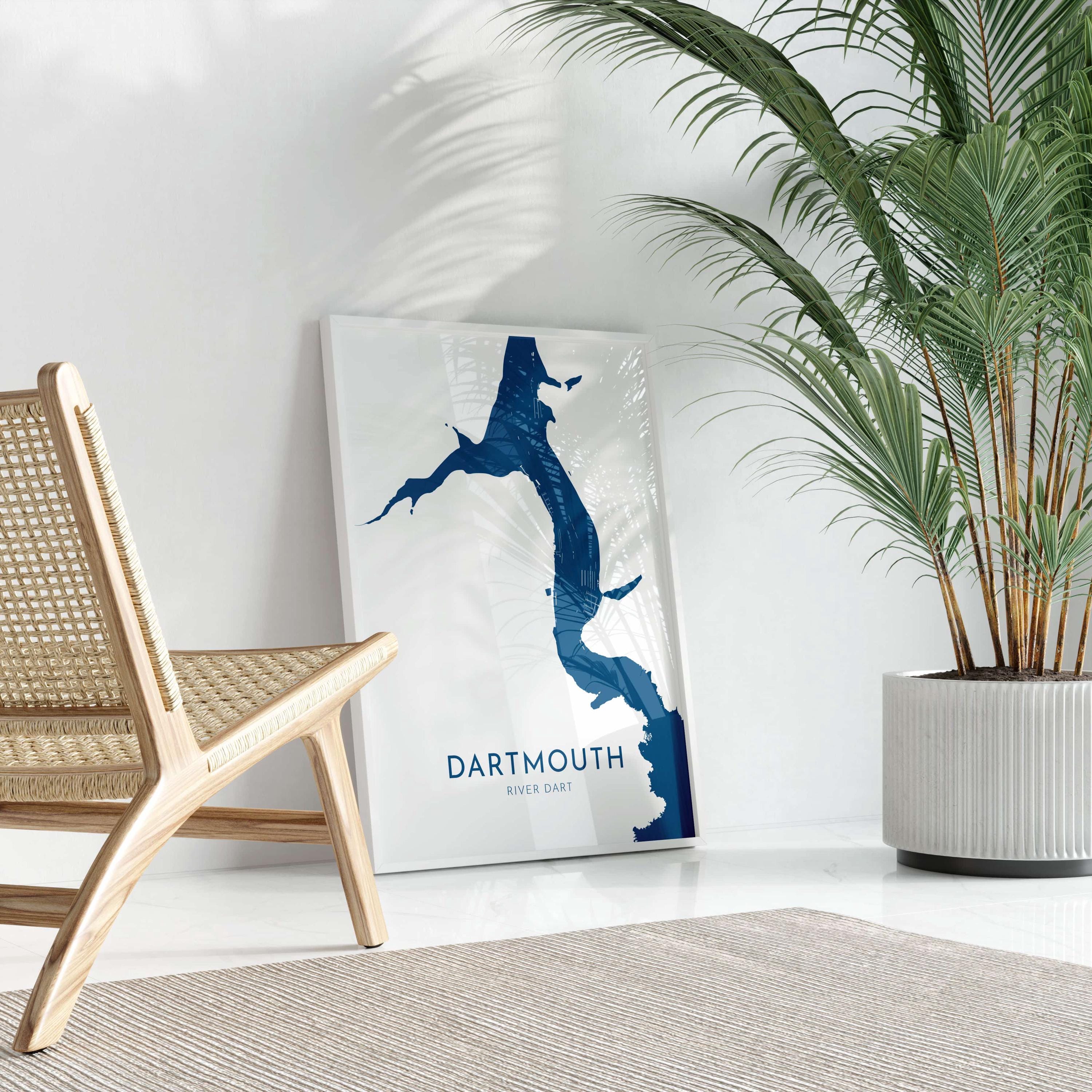 Dartmouth Map Print - River Dart Map, Devon Art, Dartmouth Travel Print, Devon Poster, Dartmouth Devon Print, UK