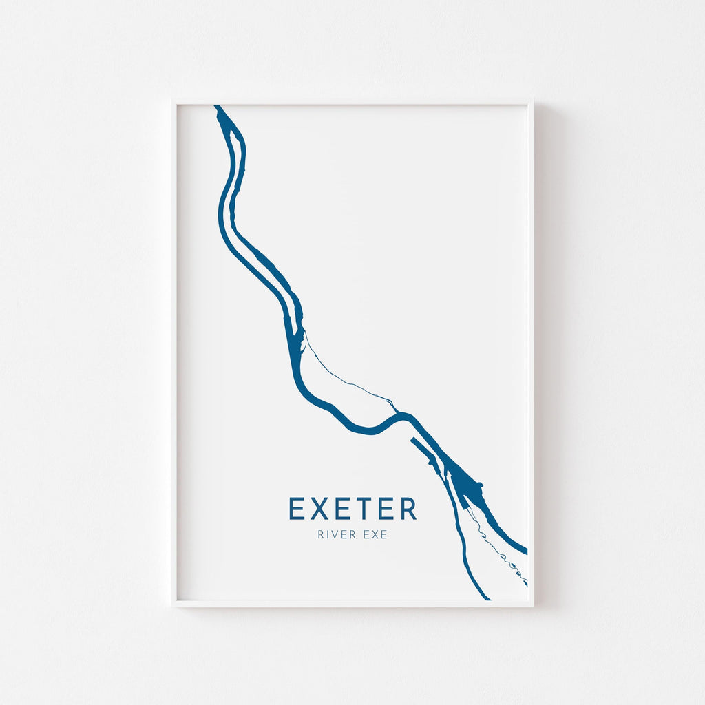Exeter Map Art - River Exe Map, Devon Art, Exeter Travel Print, Nautical Décor, City Map Art, UK Cities