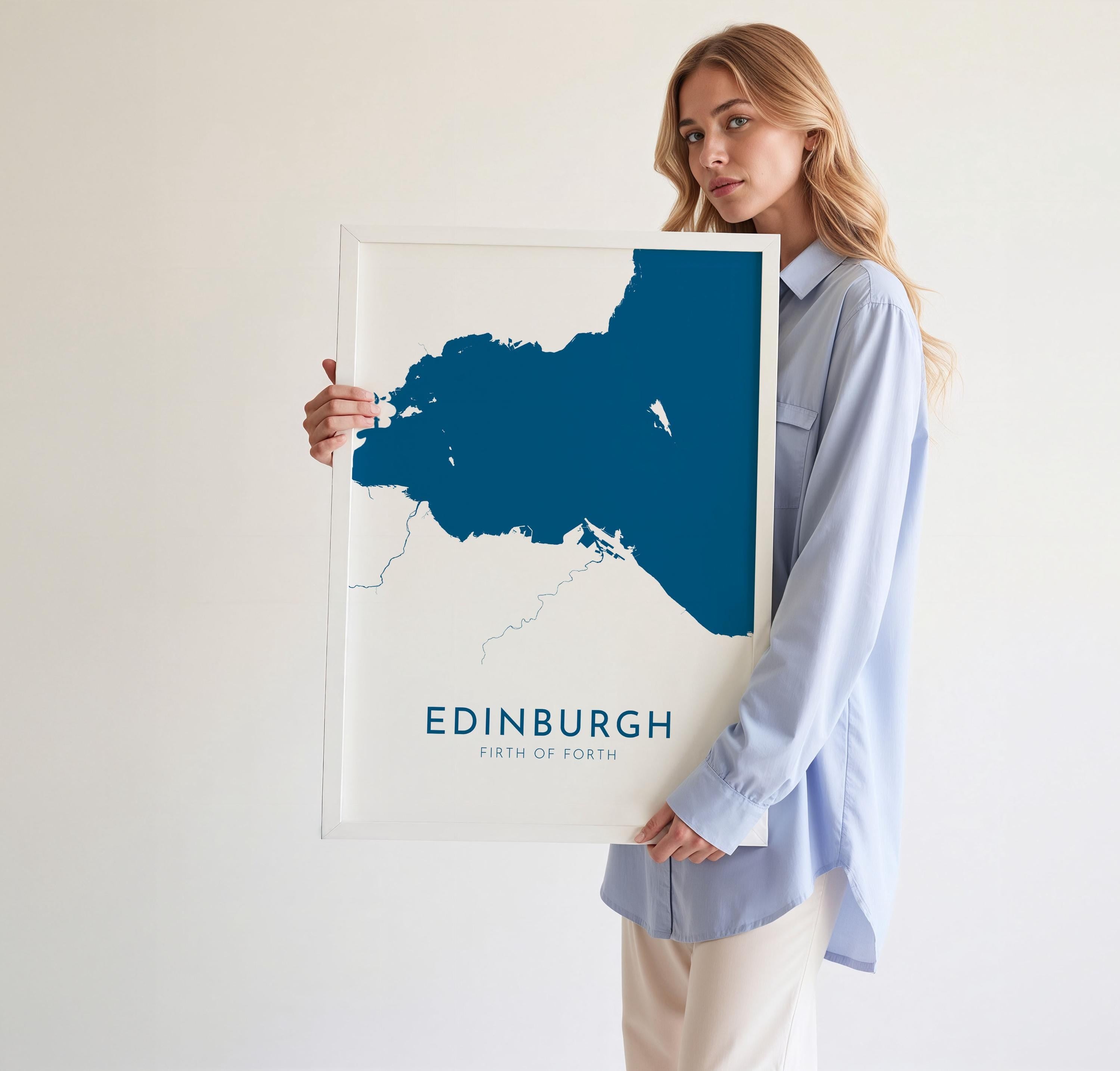 Edinburgh Map Art - Scotland Map Art, Edinburgh UK Map Art, Firth of Forth Map, Edinburgh Travel Print