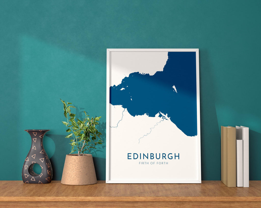 Edinburgh Map Art - Scotland Map Art, Edinburgh UK Map Art, Firth of Forth Map, Edinburgh Travel Print