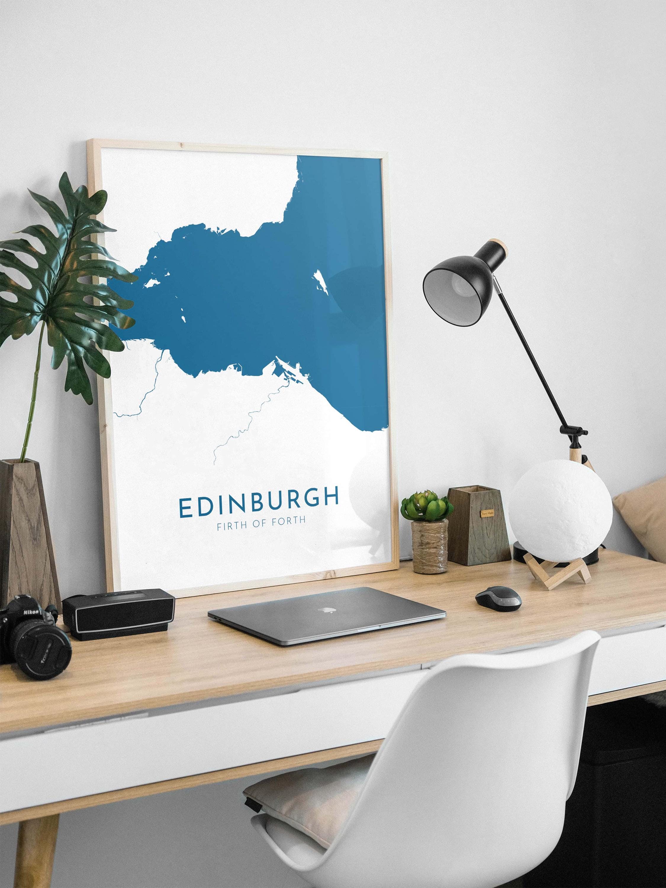 Edinburgh Map Art - Scotland Map Art, Edinburgh UK Map Art, Firth of Forth Map, Edinburgh Travel Print