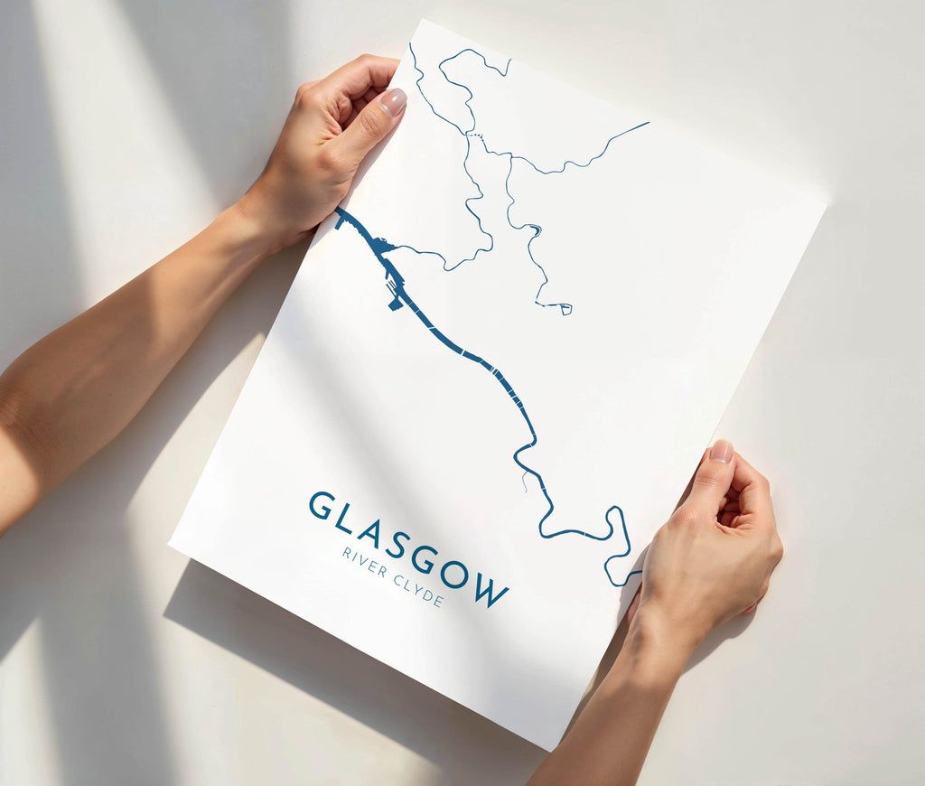 Glasgow Map Art - Scotland Map Art, Glasgow UK Map Art, Glasgow Travel Print, River Clyde Map, UK City Map Art, Scottish Art Print