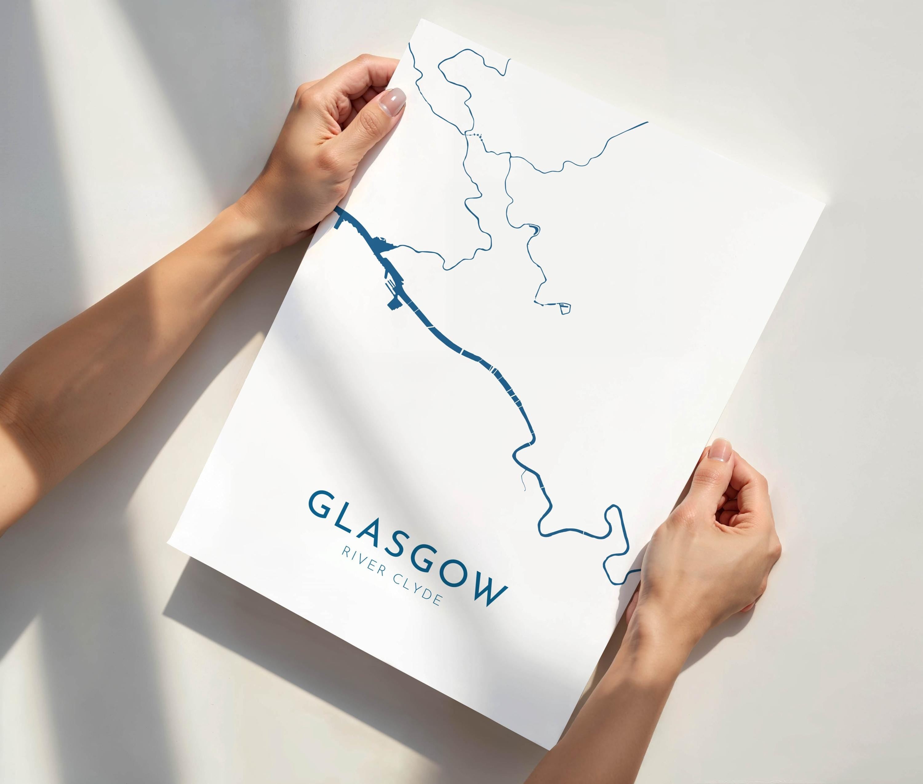 Glasgow Map Art - Scotland Map Art, Glasgow UK Map Art, Glasgow Travel Print, River Clyde Map, UK City Map Art, Scottish Art Print