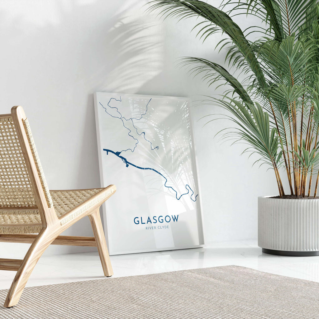 Glasgow Map Art - Scotland Map Art, Glasgow UK Map Art, Glasgow Travel Print, River Clyde Map, UK City Map Art, Scottish Art Print